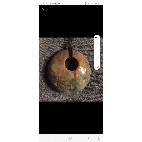 Neolithic Japanese Bi-Jade Stone Madalion Leather Necklace